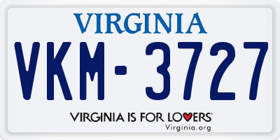 VA license plate VKM3727