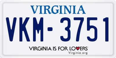 VA license plate VKM3751