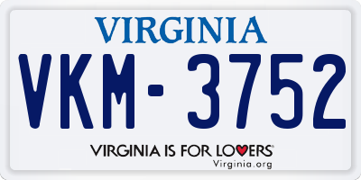 VA license plate VKM3752