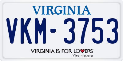 VA license plate VKM3753