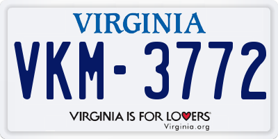 VA license plate VKM3772