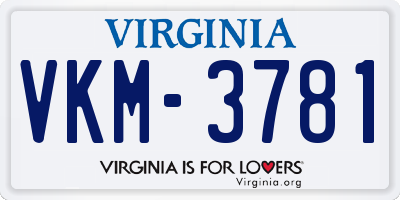 VA license plate VKM3781