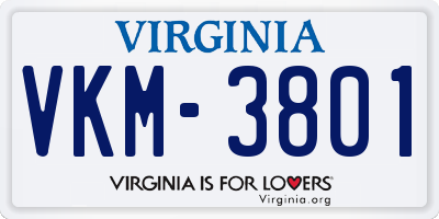 VA license plate VKM3801