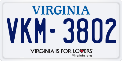 VA license plate VKM3802