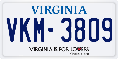 VA license plate VKM3809