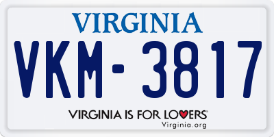 VA license plate VKM3817