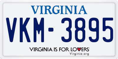 VA license plate VKM3895