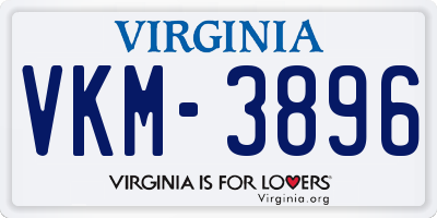 VA license plate VKM3896