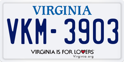 VA license plate VKM3903