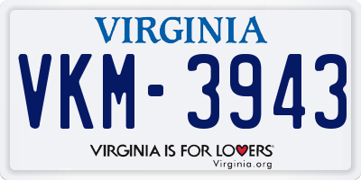 VA license plate VKM3943