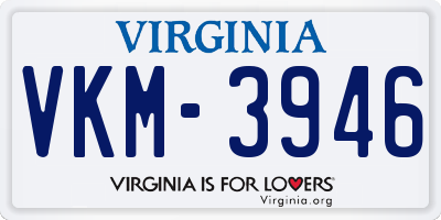 VA license plate VKM3946