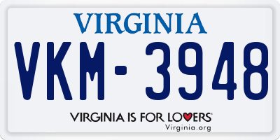 VA license plate VKM3948