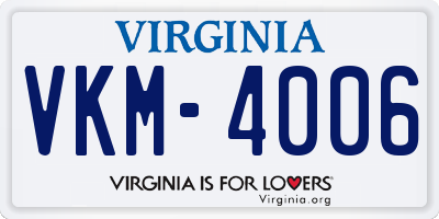VA license plate VKM4006