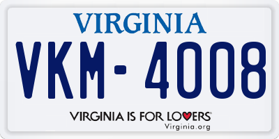 VA license plate VKM4008