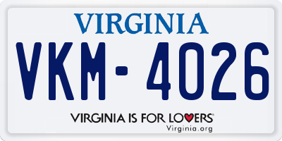 VA license plate VKM4026