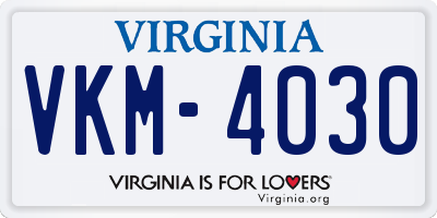 VA license plate VKM4030