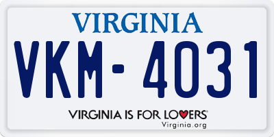 VA license plate VKM4031