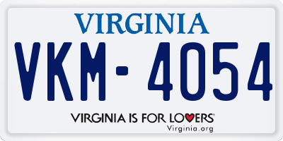 VA license plate VKM4054