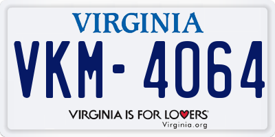 VA license plate VKM4064