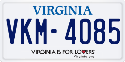 VA license plate VKM4085