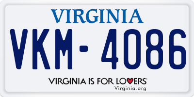 VA license plate VKM4086