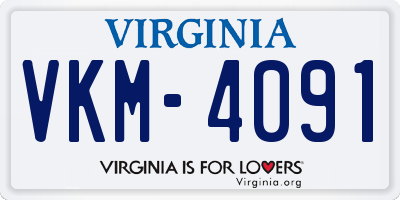 VA license plate VKM4091