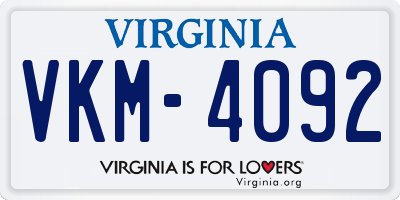 VA license plate VKM4092