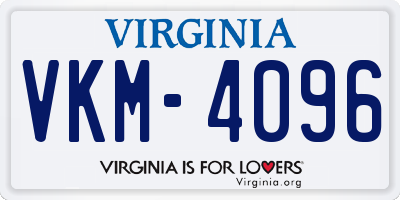 VA license plate VKM4096