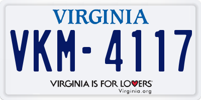VA license plate VKM4117