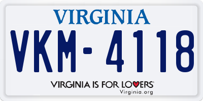 VA license plate VKM4118