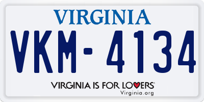 VA license plate VKM4134