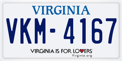 VA license plate VKM4167