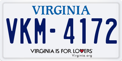 VA license plate VKM4172