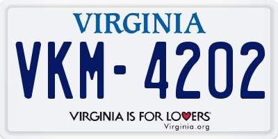 VA license plate VKM4202
