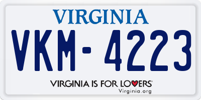 VA license plate VKM4223