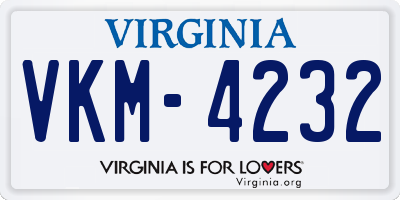 VA license plate VKM4232