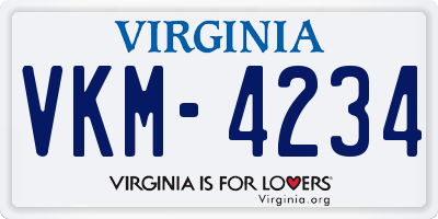 VA license plate VKM4234