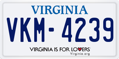 VA license plate VKM4239
