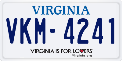 VA license plate VKM4241