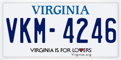 VA license plate VKM4246