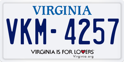VA license plate VKM4257