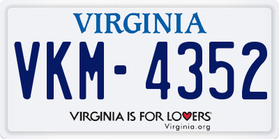 VA license plate VKM4352