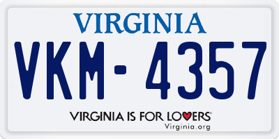 VA license plate VKM4357