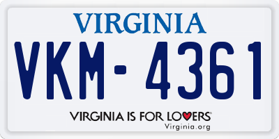 VA license plate VKM4361