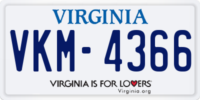 VA license plate VKM4366
