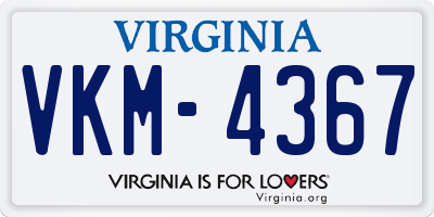 VA license plate VKM4367