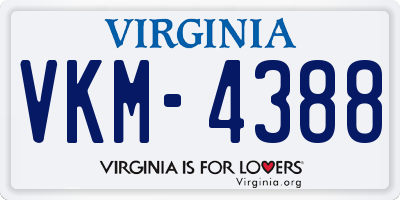 VA license plate VKM4388