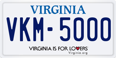 VA license plate VKM5000