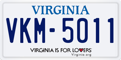 VA license plate VKM5011