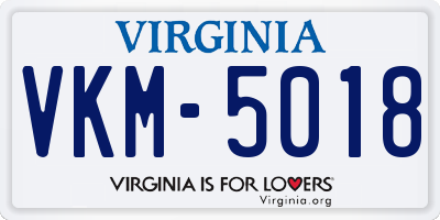 VA license plate VKM5018